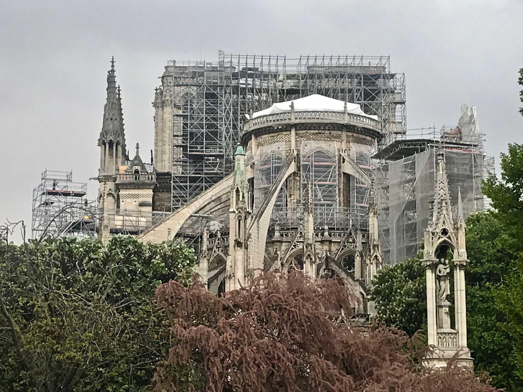 Notre Dame Reinforcement, Protection, Roof Cover 4-28-19